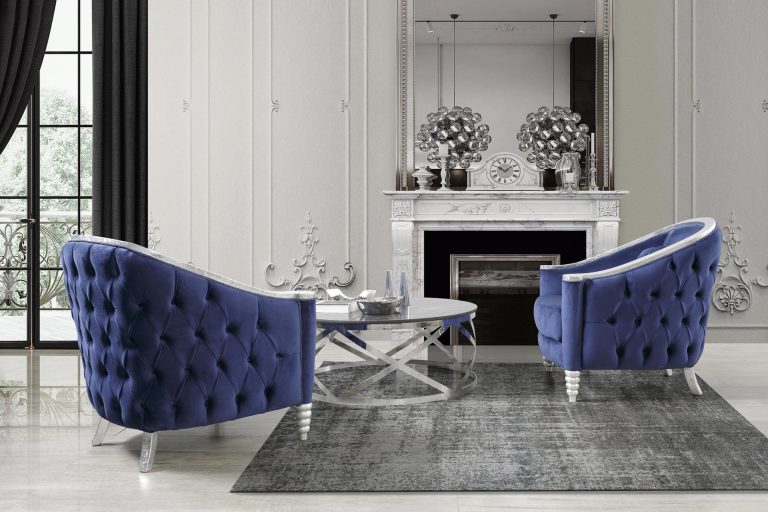Hazal Navy Blue Sofa Set