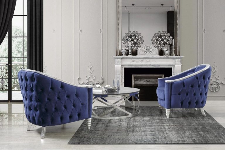 Hazal Navy Blue Sofa Set