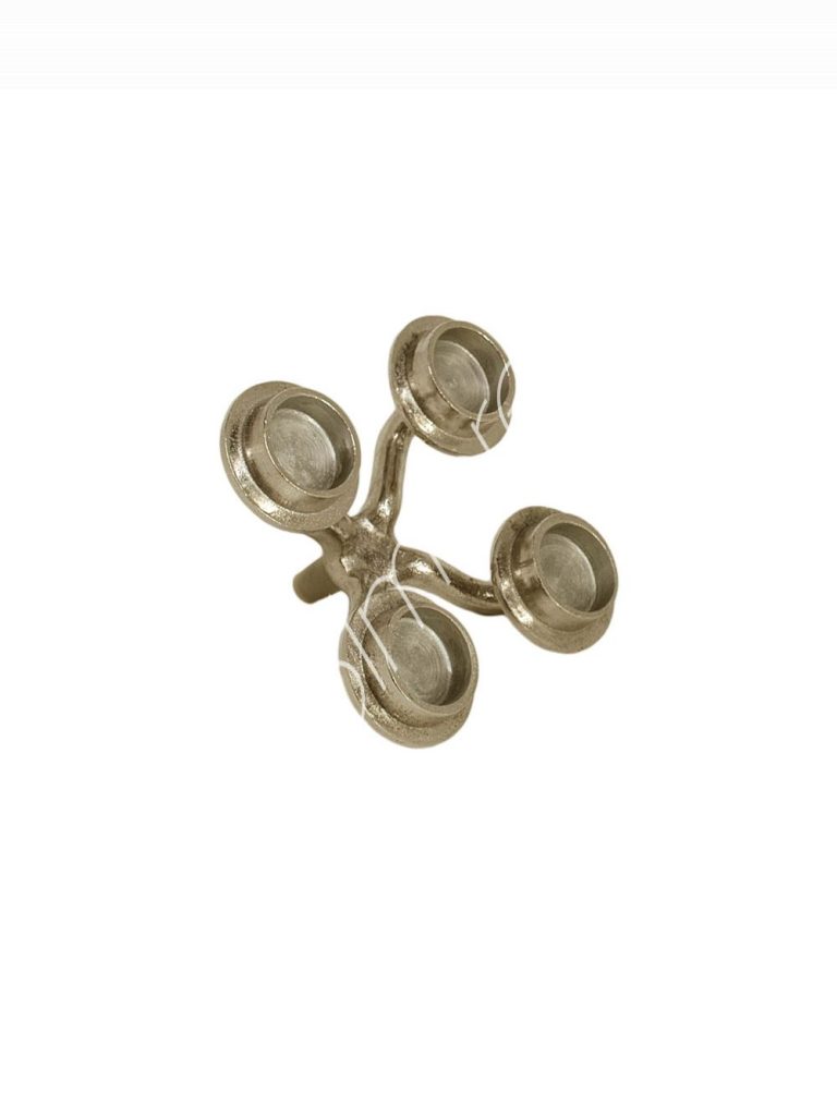 Bottle stopper candle 4 t-light ALU RAW/ANT.GOLD 21x21x12