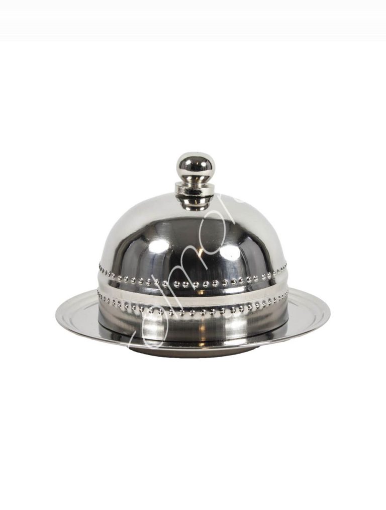 Butter pot wglass cover ssPOL 14x14x10