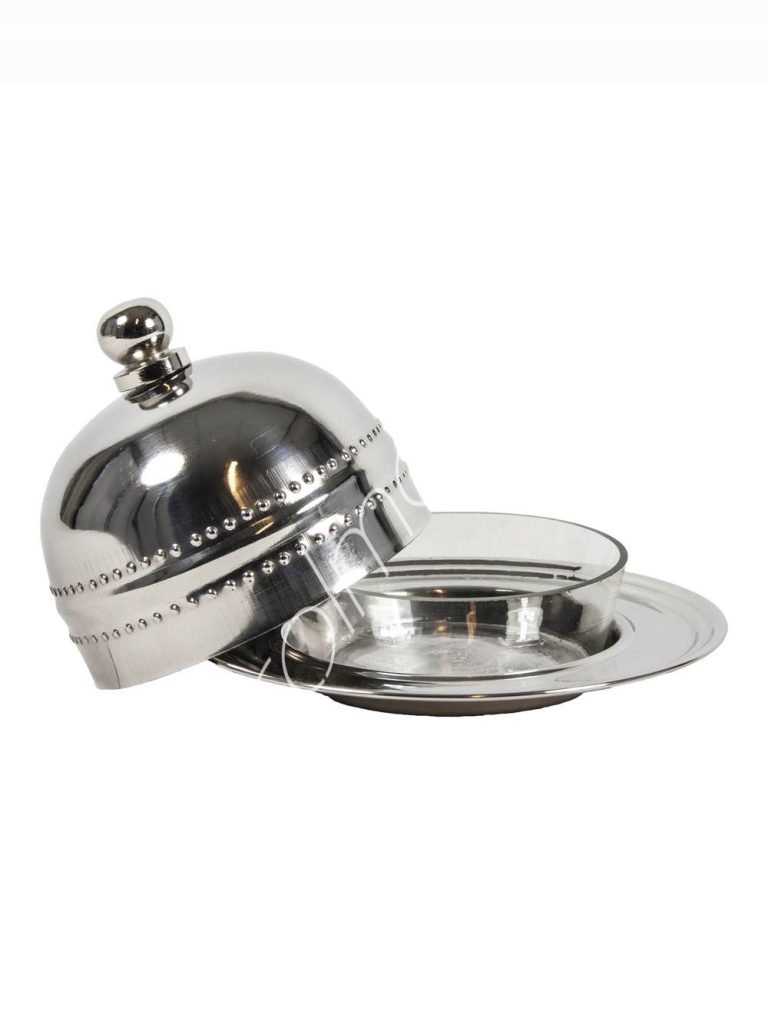 Butter pot wglass cover ssPOL 14x14x10