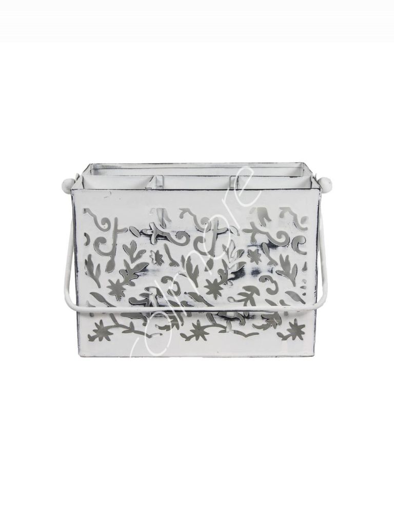 Basket cutlery IR white wash 22x12x13