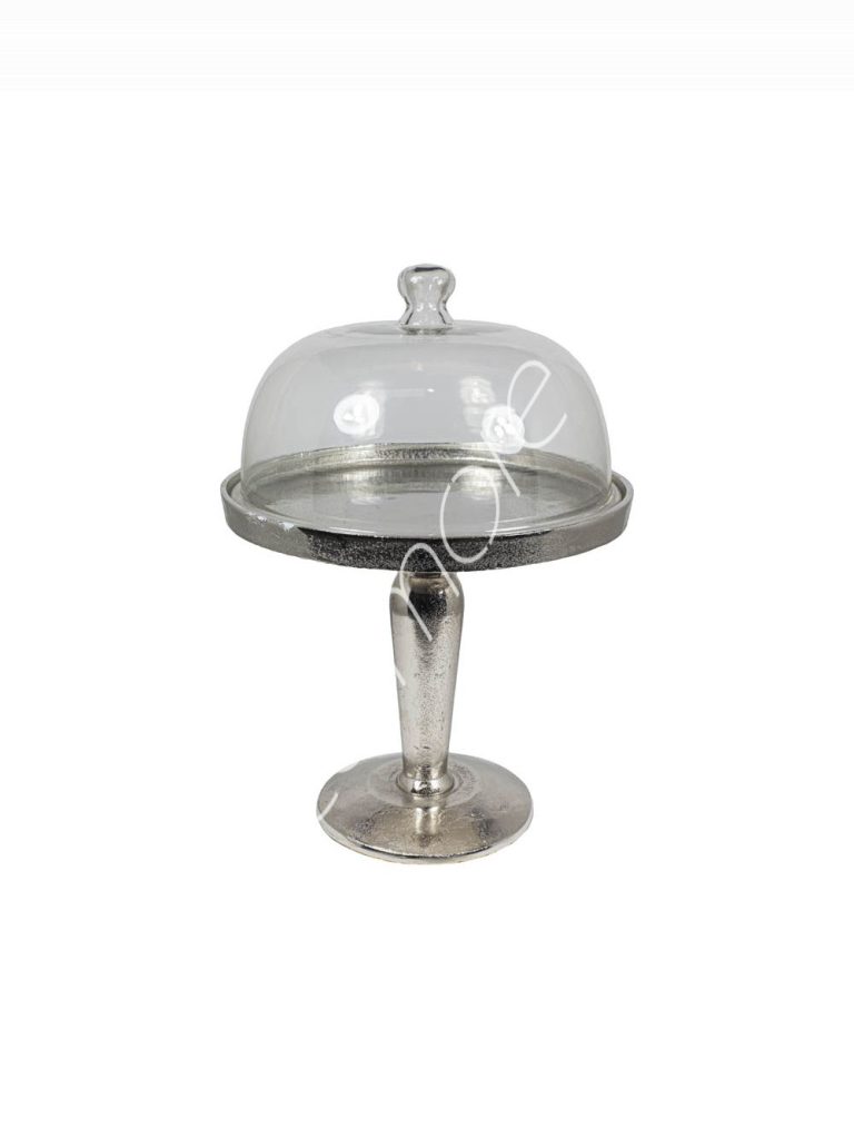 Cake stand w/dome ALU RAW/NI 29x29x42