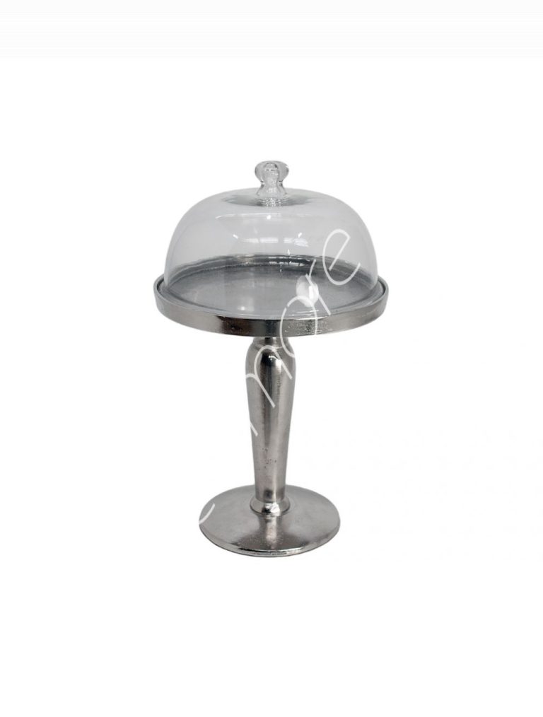 Cake stand w/dome ALU RAW/NI 29x29x47