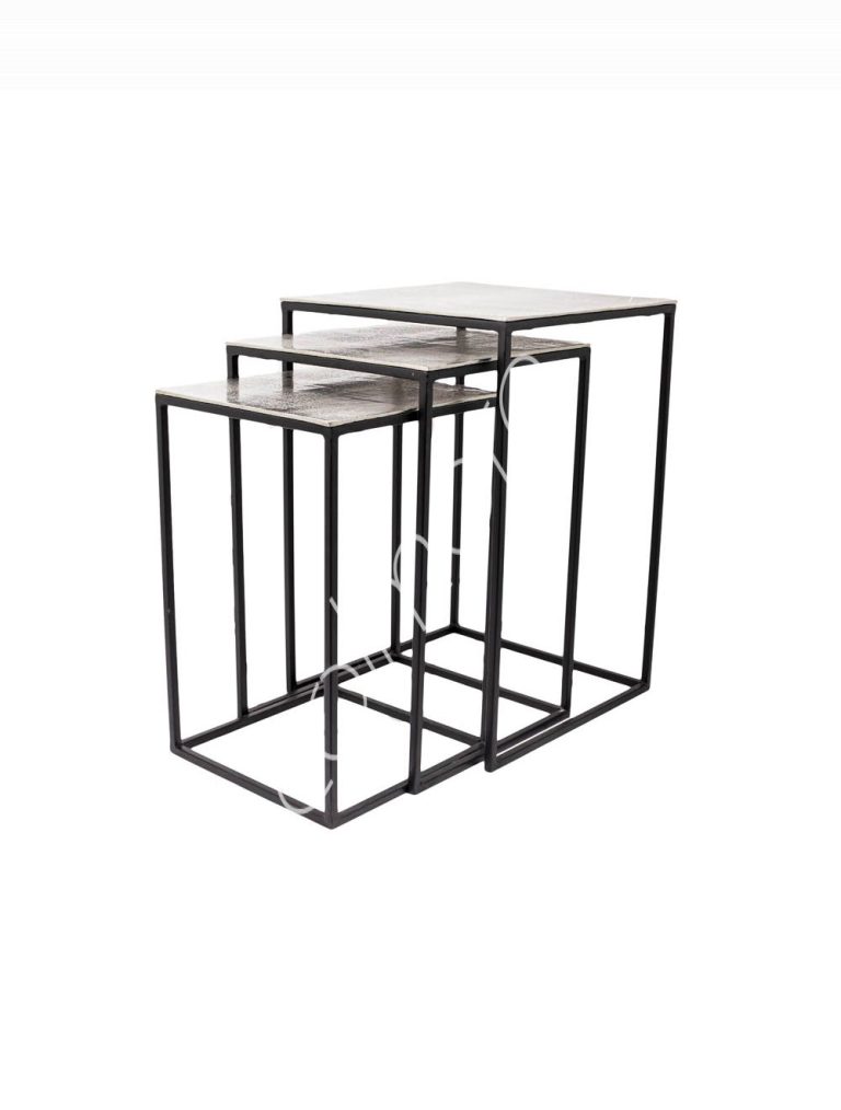 Side table ALU RAW/NI SET/3 40x40x61