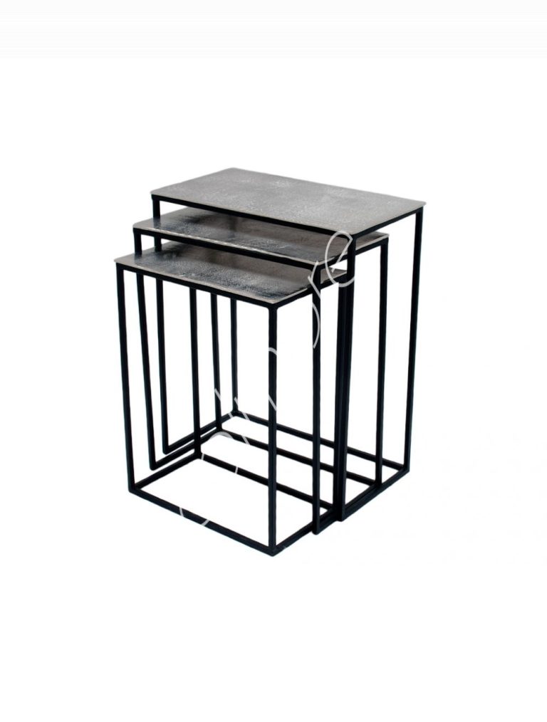 Side table SET/3 ALU RAW/NI 54x28x65