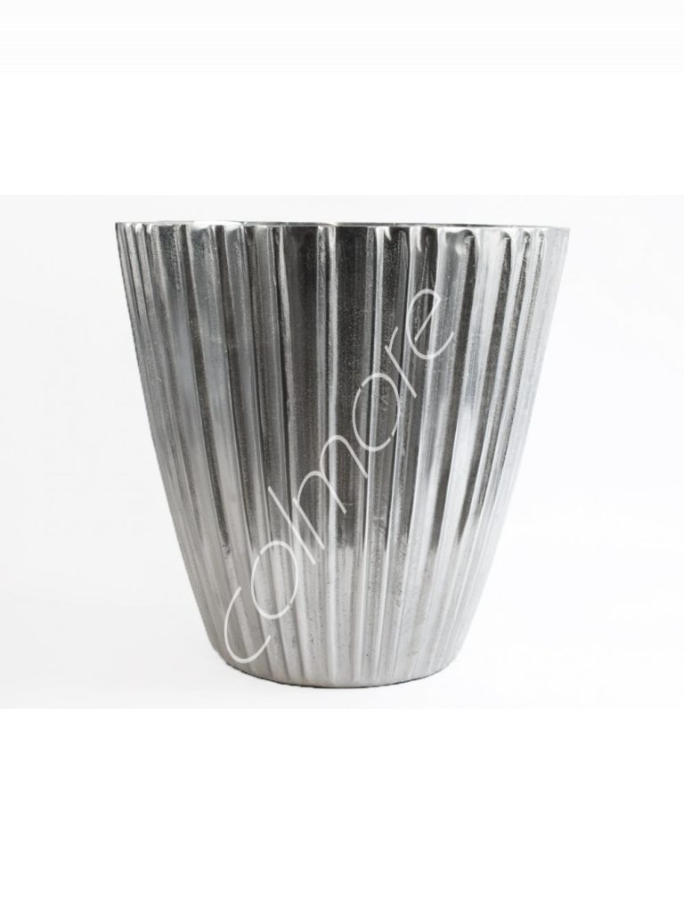 Vase ribbed ALU RAW/NI 40x40x40