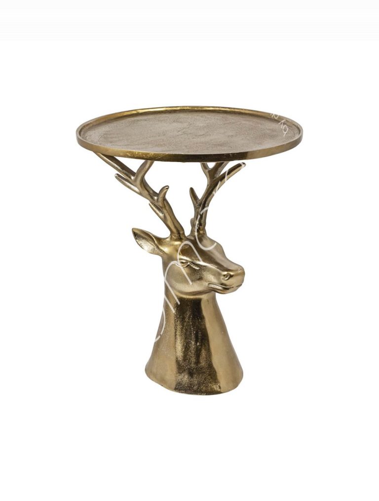 Plate w/stand deer ALU RAW/BRONZE 50x50x60