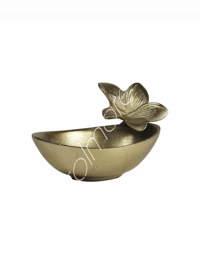 Bowl w/flower ALU/BRONZE 19x12x13