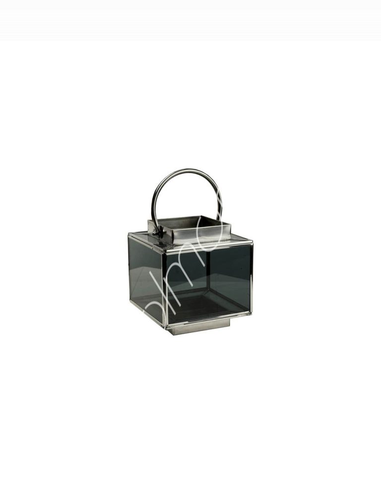Lantern black glass ST 11x14x12