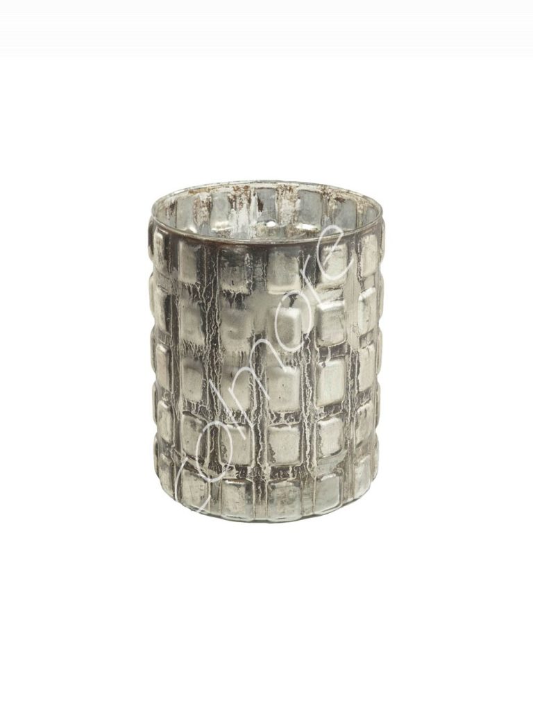 Votive silver glass 14x14x26