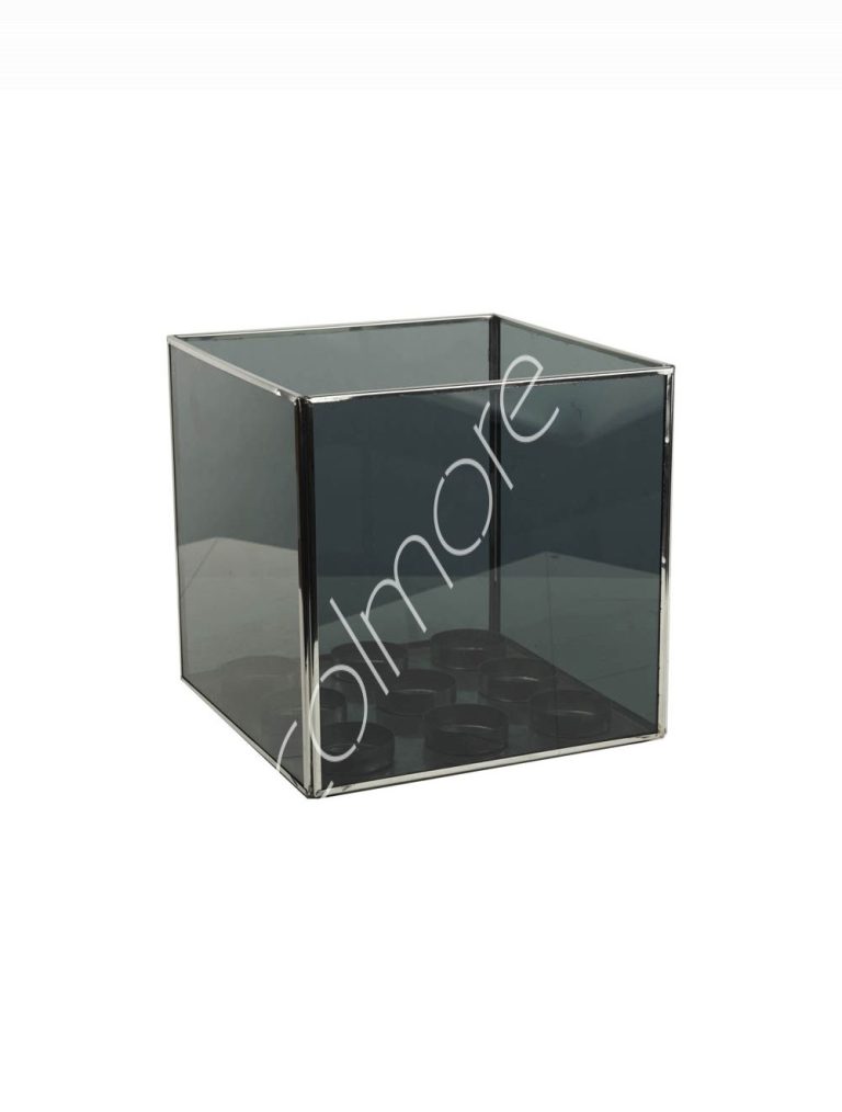Votive 9 lights ssPOL wblack glass 20x20x20