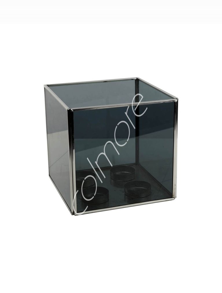 Votive 4 lights ssPOL wblack glass 17x17x16