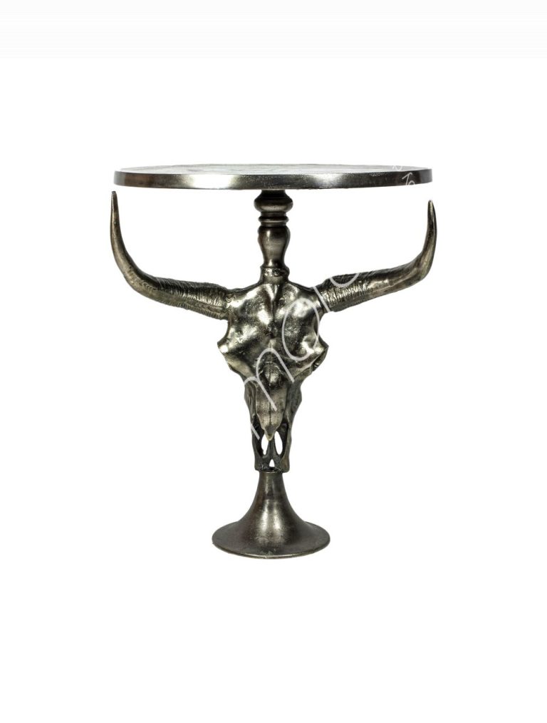 Side table skull ALU RAW/PEWTER 64x64x79