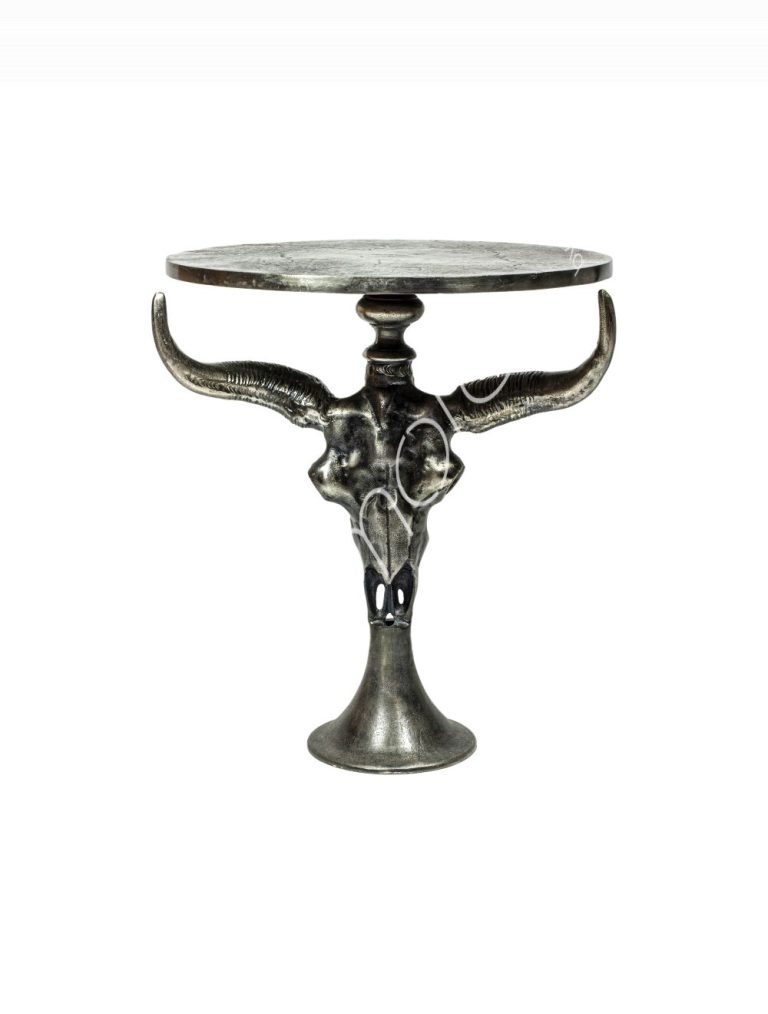 Side table skull ALU RAW/PEWTER 52x50x59
