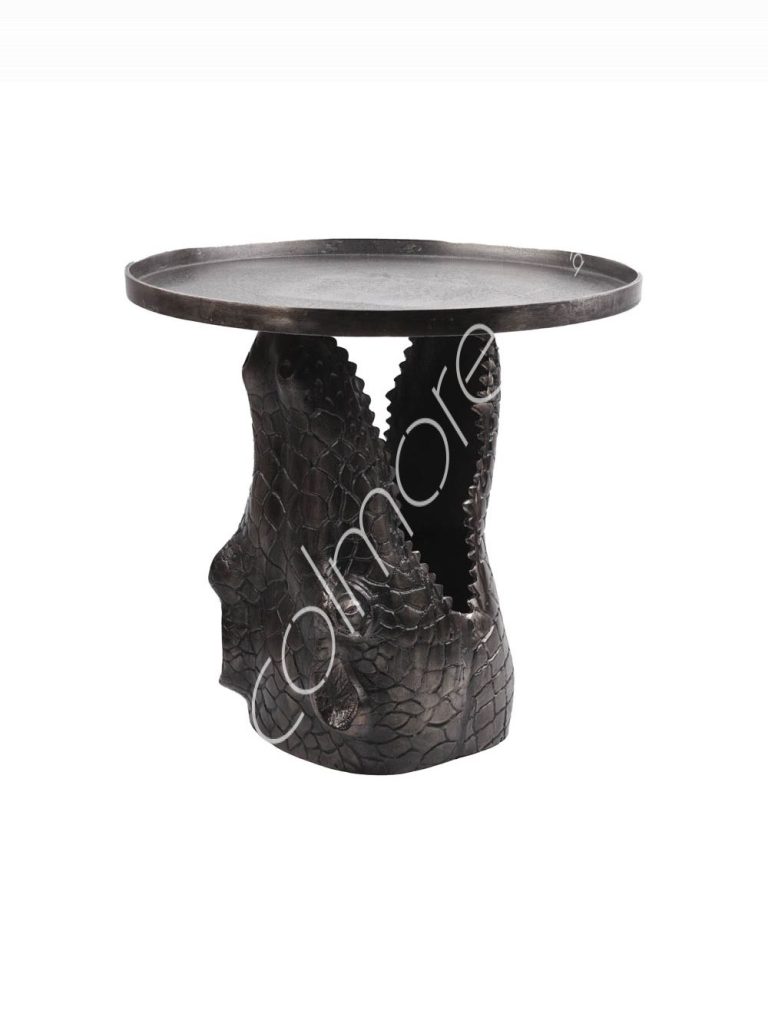 Coffee table crocodile ALU RAW/PEWTER 54x54x50
