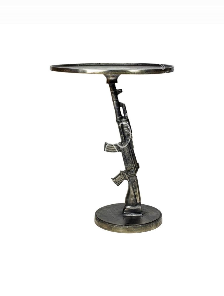 Side table gun ALU RAW/PEWTER 51x51x67