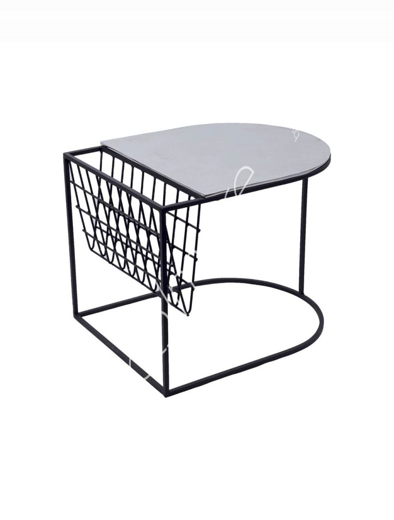 Side table w/m.black ALU RAW/NI 55x47x45