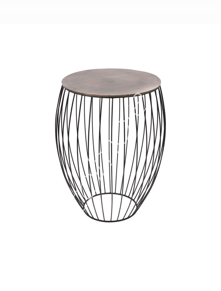 Side table SET/2 ALU RAW/GOLD 48x48x62/37x37x47