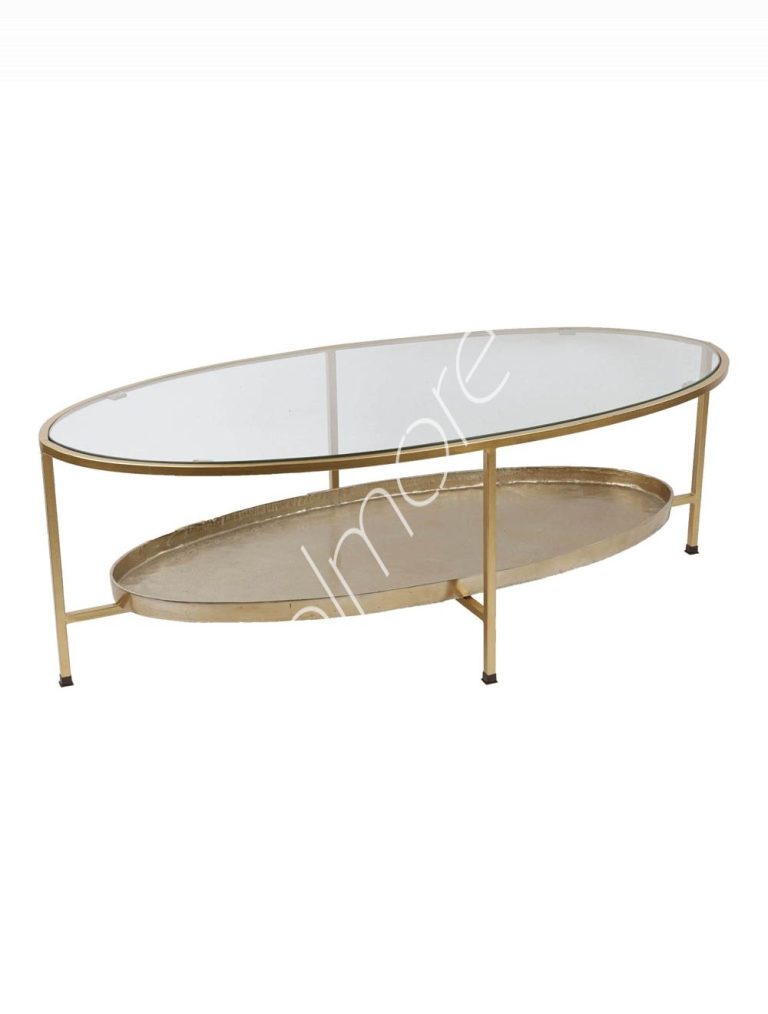 Coffee table w/glass ALU RAW/BRONZE 122x62x40