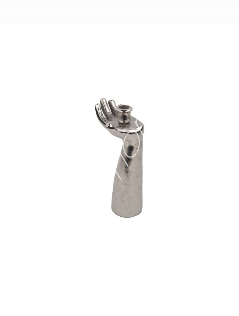 Candle holder hand ALU RAW/NI 10x11x27