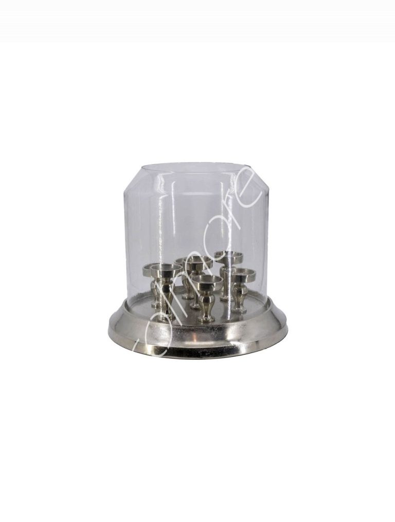 Candle holder 7 lights w/glass ALU RAW/NI 53x53x53