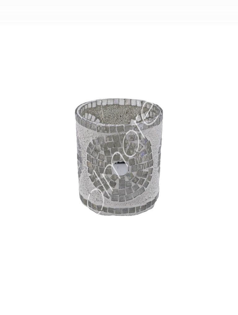 Votive grey mosaic glass SET/4 7x7x8