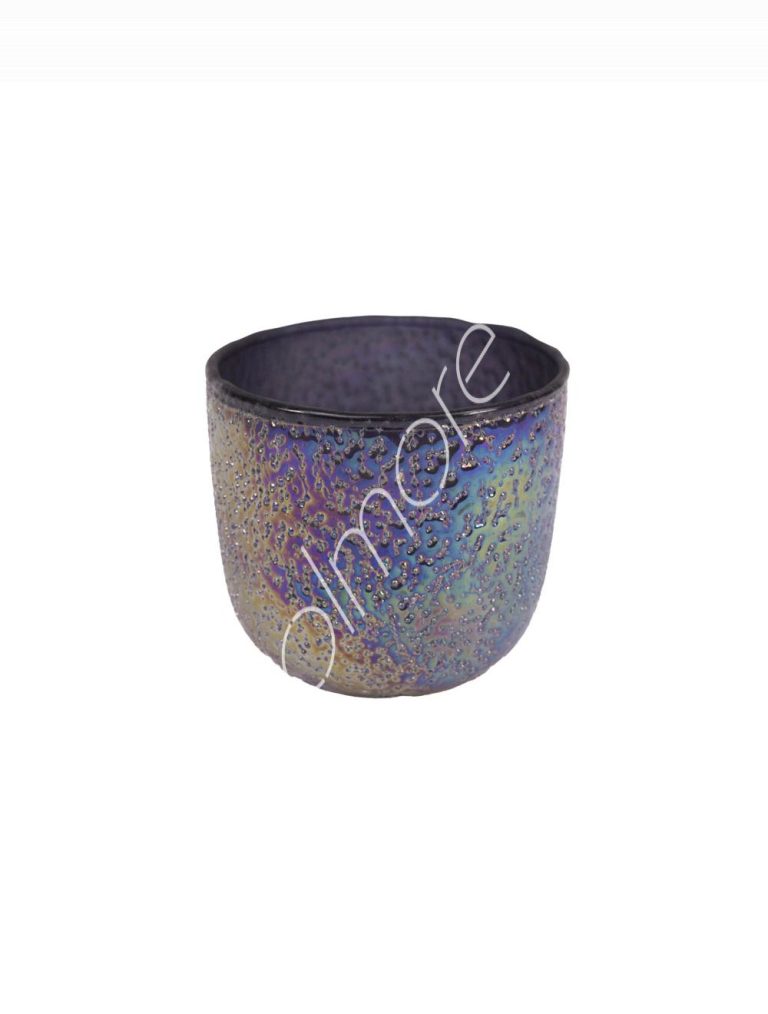Votive black rainbow glass 8x8x7