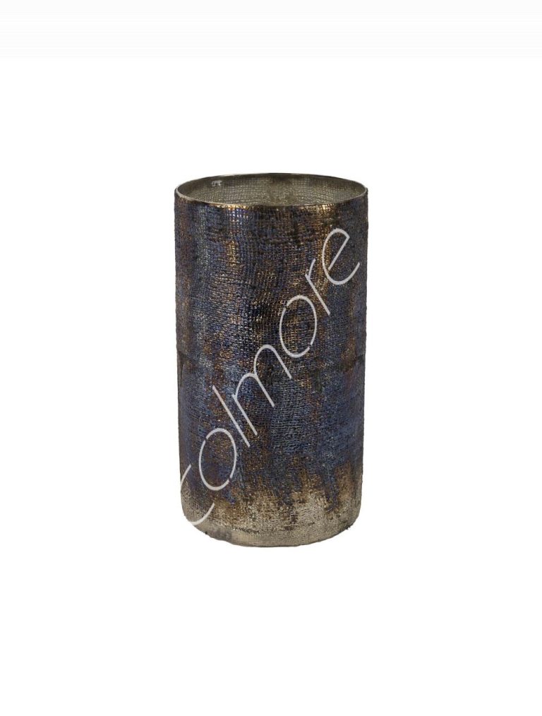 Votive ant.silver glass 14x14x25