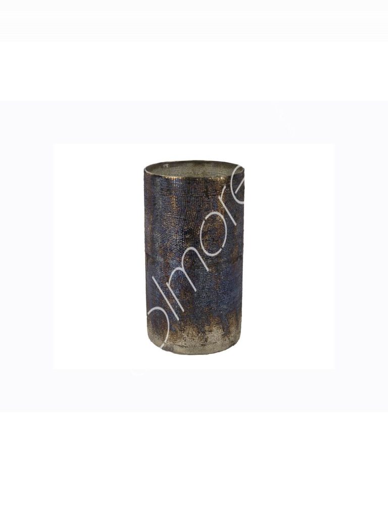 Votive ant.silver glass 10x10x13