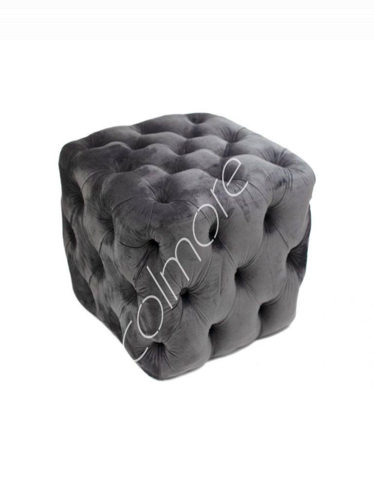 Ottoman Sophie grey velvet 50x50x50