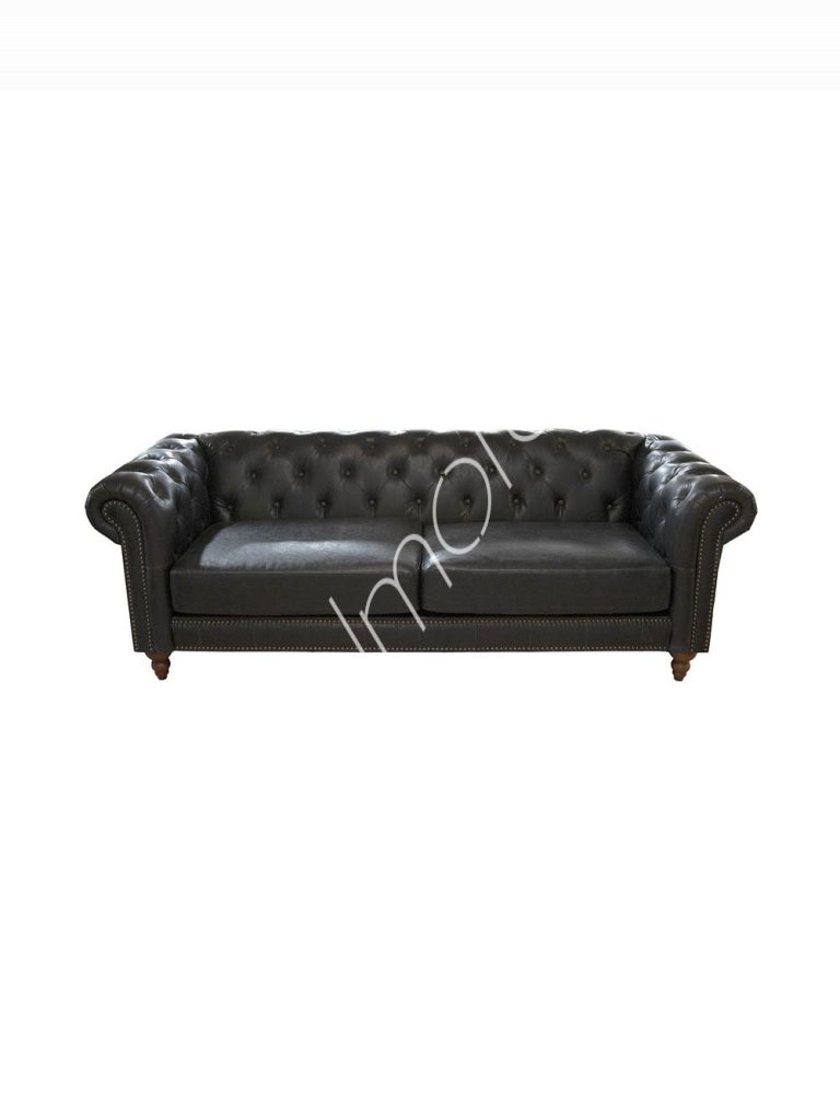 Sofa Chester 3 seat black pu 218x84x77