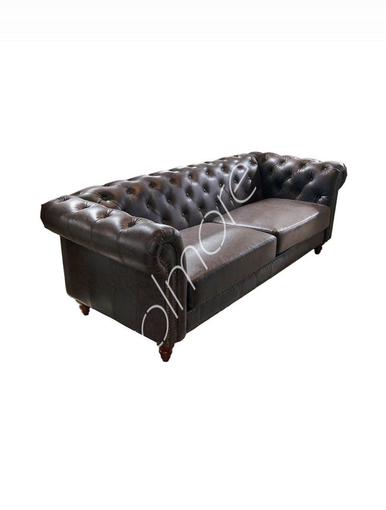 Sofa Chester 3 seat brown pu 218x84x77
