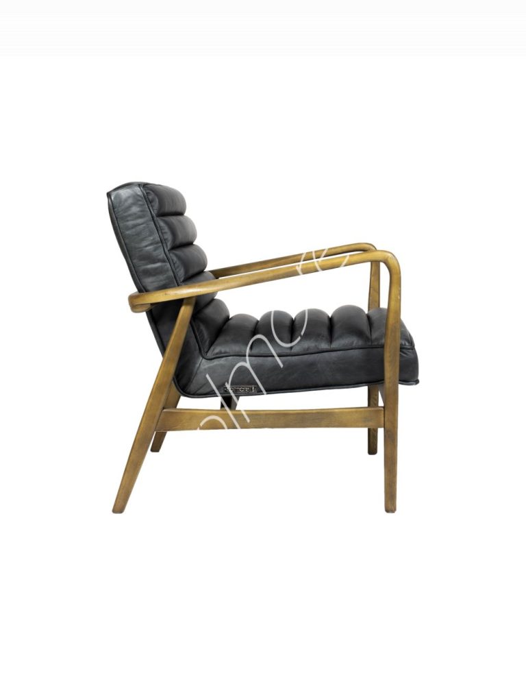 Armchair Levi black leather 69x76x80