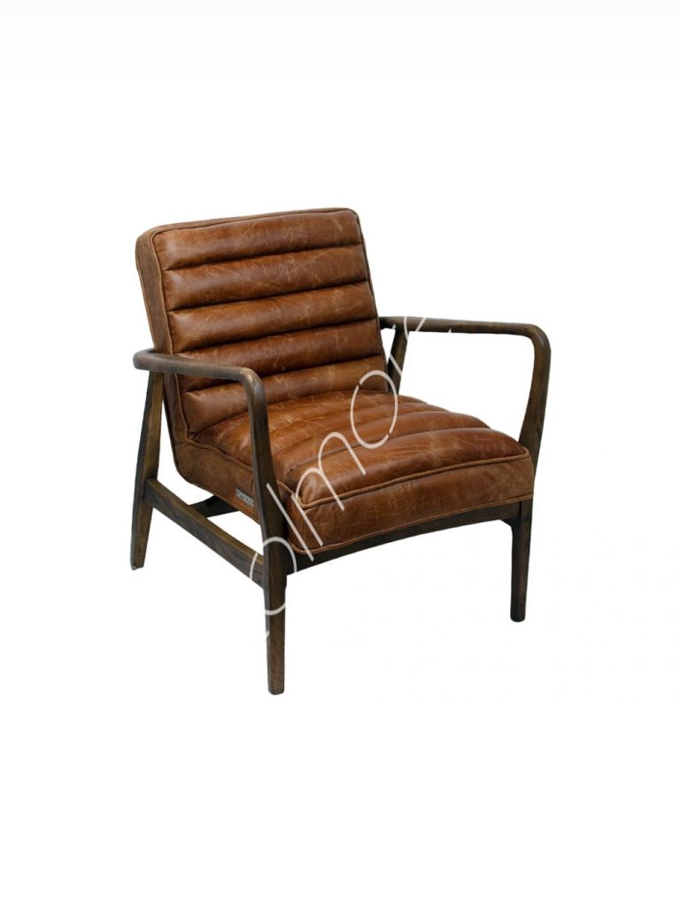 Armchair Levi dark brown leather 69x76x80