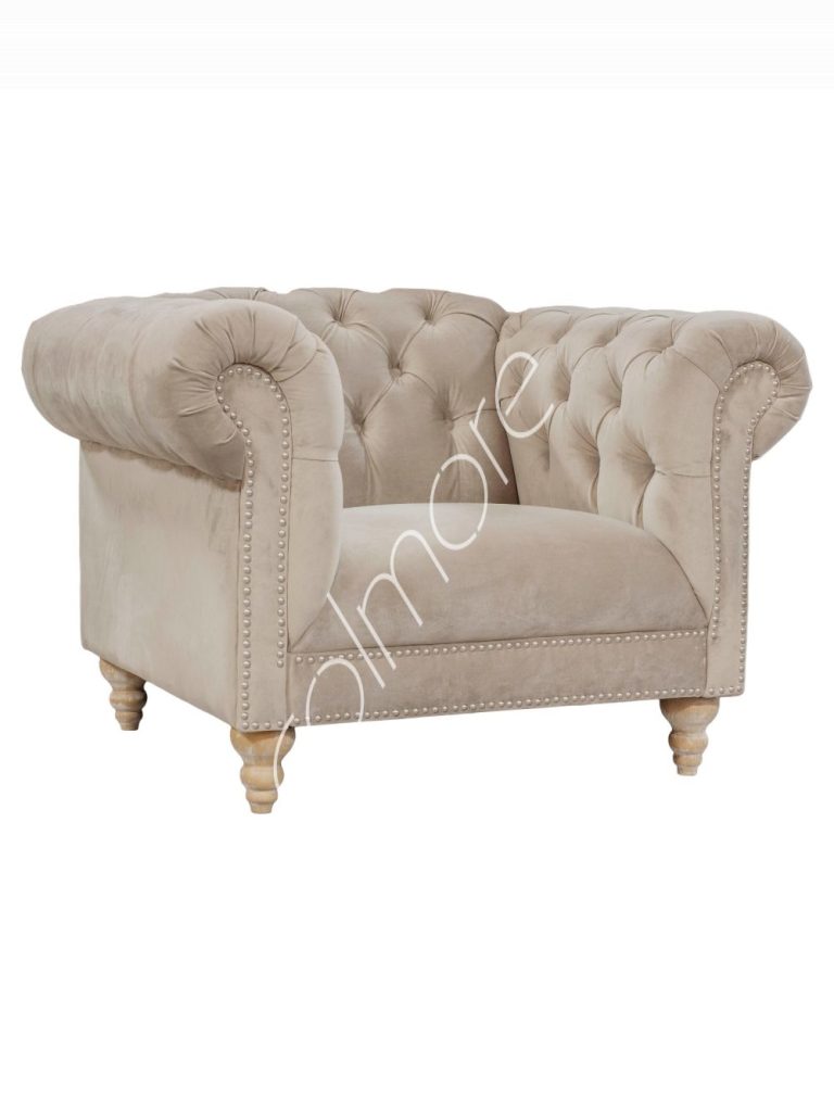 Armchair Silvia 1 seat natural velvet 108x85x77