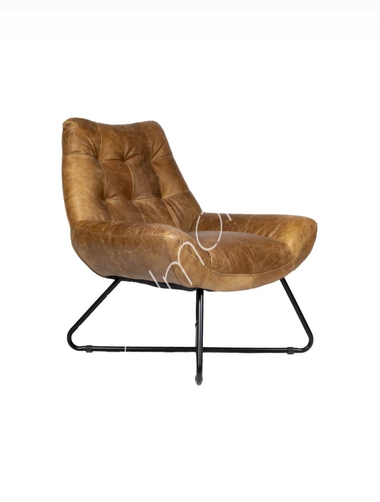 Armchair Tom top grain brown leather 79x83x84
