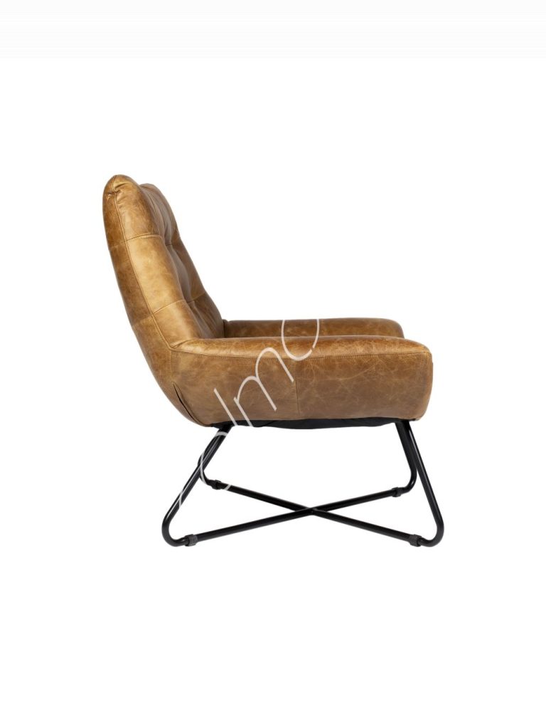 Armchair Tom top grain brown leather 79x83x84