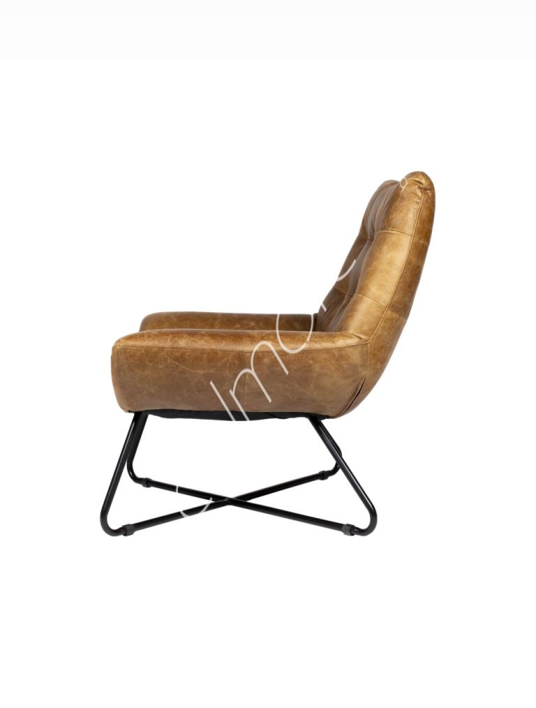 Armchair Tom top grain brown leather 79x83x84