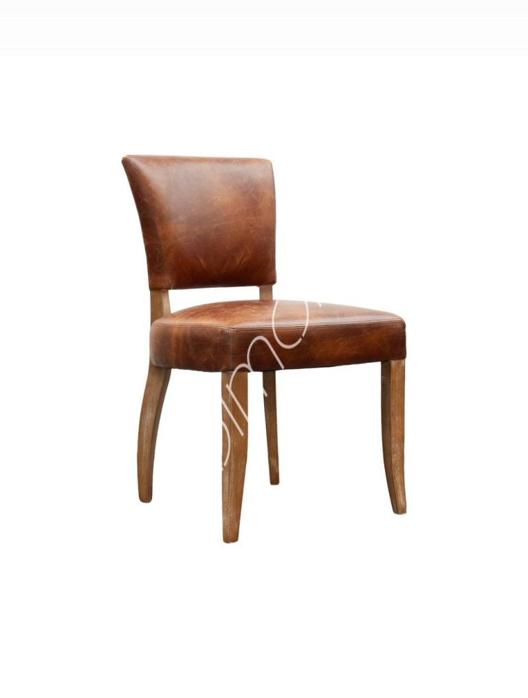 Dining chair Clint top grain dark brown leather 52x63x90