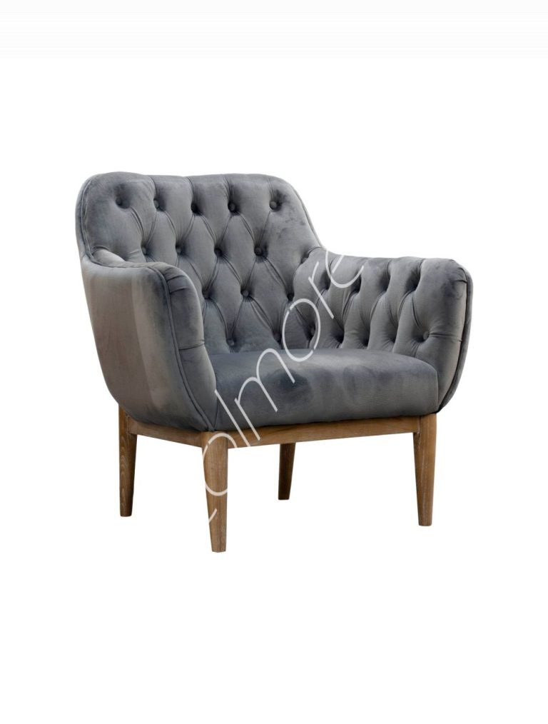 Armchair Jackson grey velvet 80x79x86