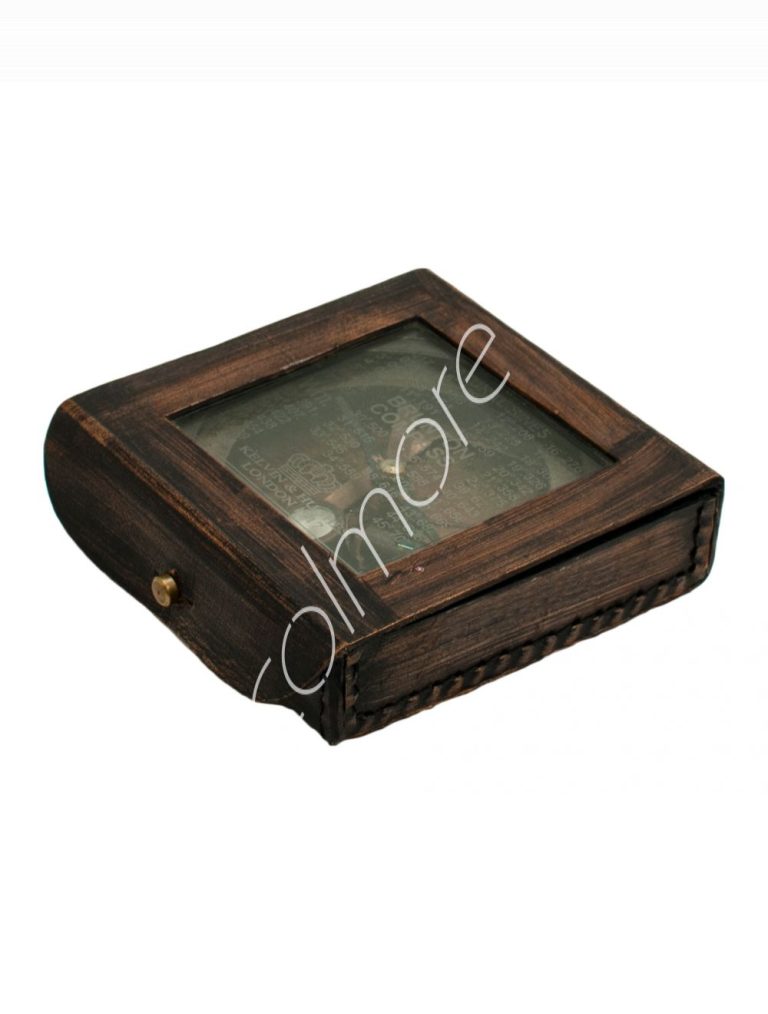Decorative leather compass BR/ANT 11x11x3