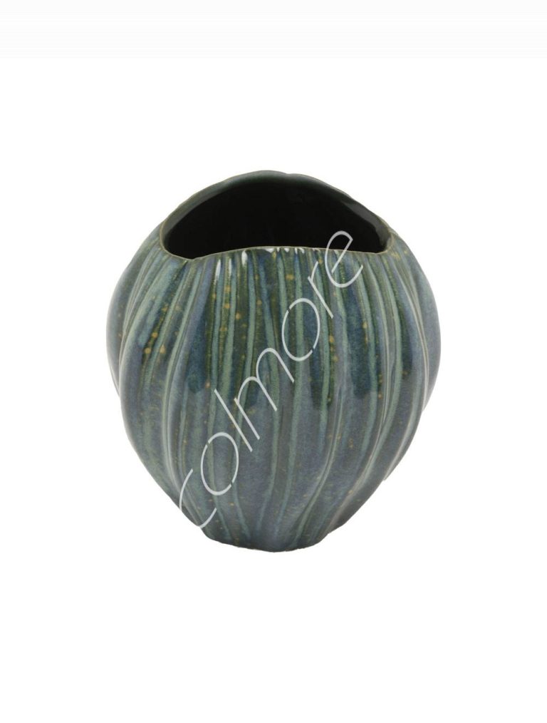 Vase green/blue ceramic 12x12x13