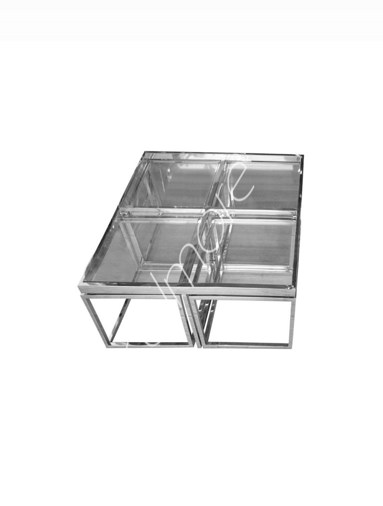 Coffee table Philadelphia w/glass ss/POL 100x100x40