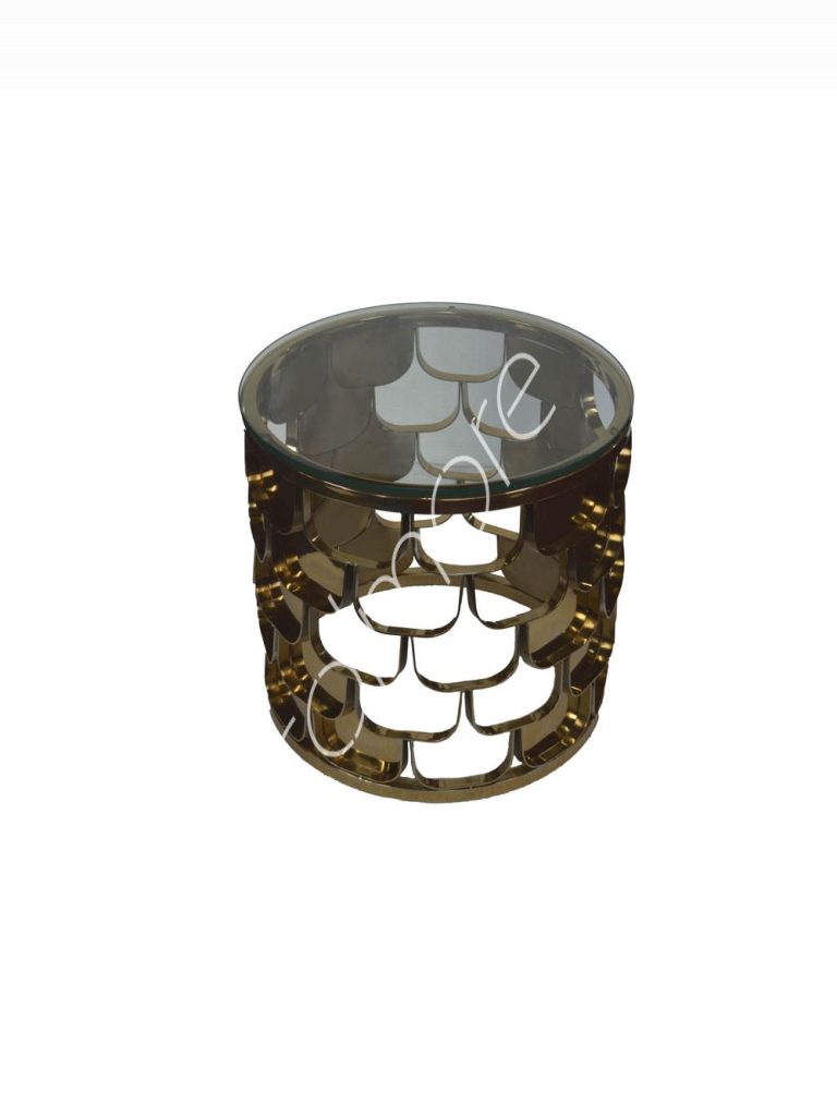 Side table wclear glass ssGOLD 55x55x55