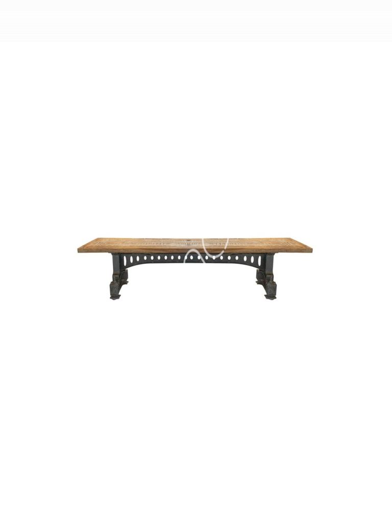 Bench reclaimed wood natural metal 220x40x46