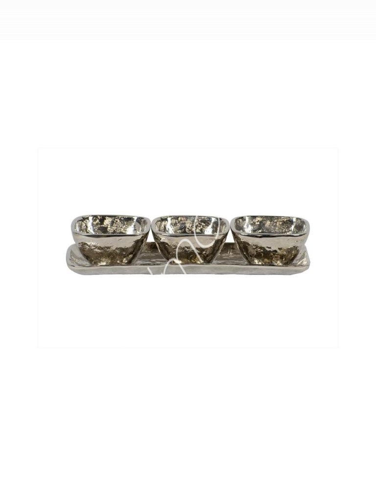 Tray rect. three bowls crushed ALU/NI 31x12x5