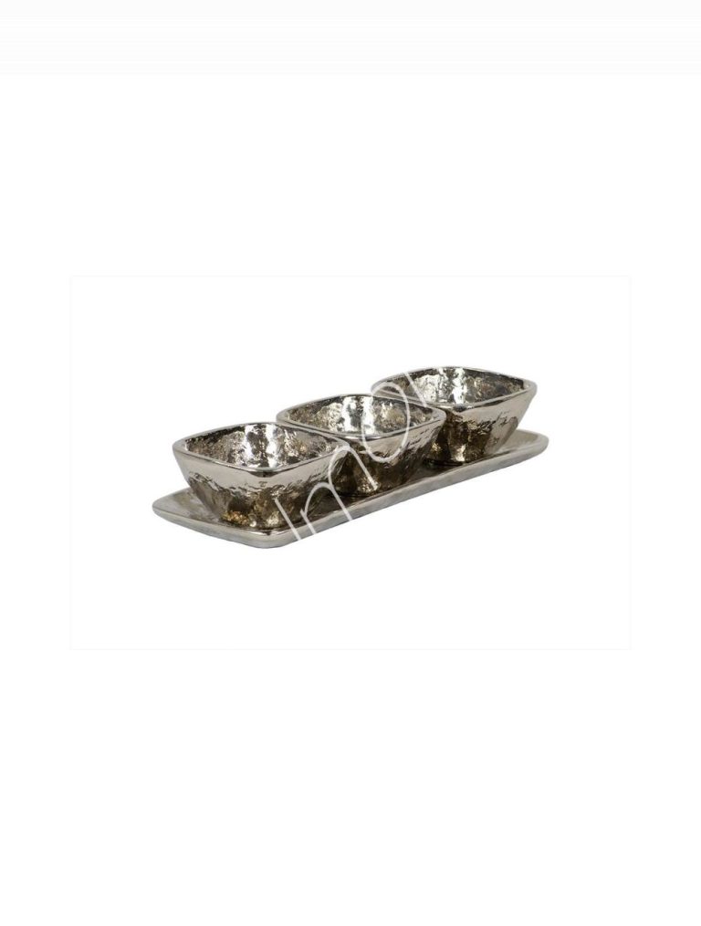 Tray rect. three bowls crushed ALU/NI 31x12x5