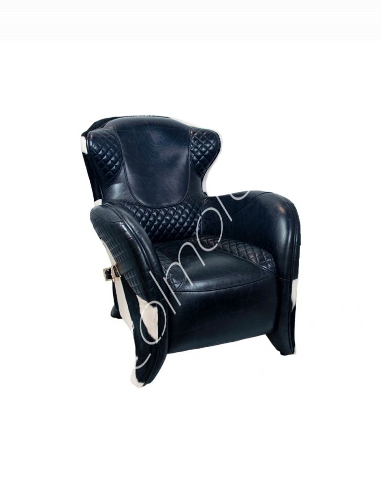 Armchair Billy black leather black/hairon 79x85x85