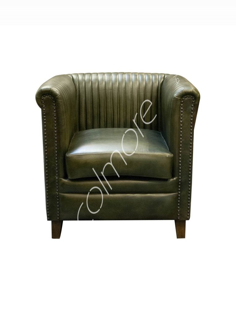 Armchair green leather 70x65x71